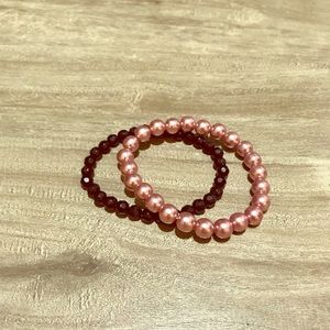 Black and Pink Beaded Bracelet set.